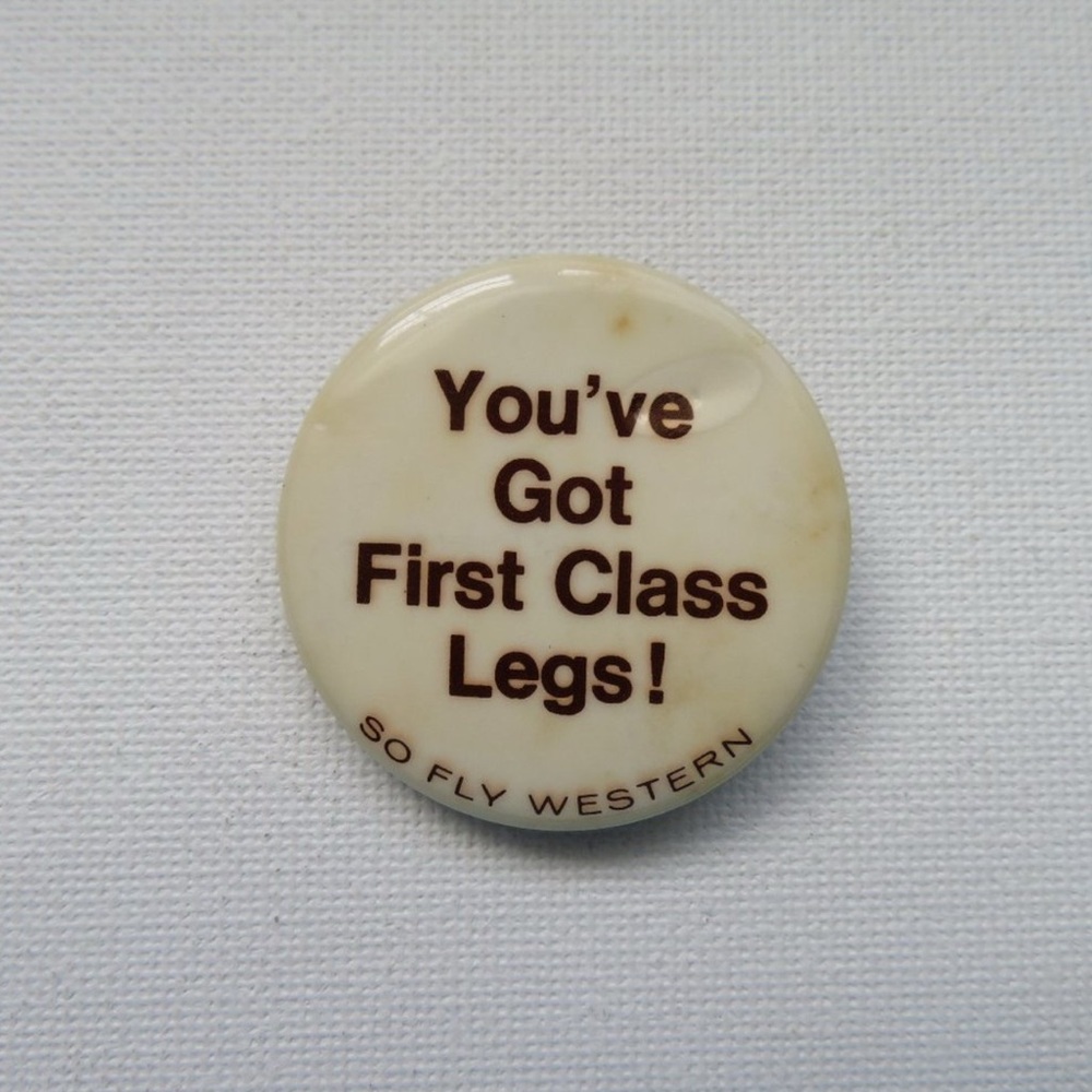 Vintage 1960's 70's Western Airlines First Class Stewardess Pinback Pin Button
